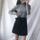 Váy thắt eo cao thắt nơ mùa hè mới Một chiếc váy chống ánh sáng màu đen Quần váy mỏng và không đều - Váy chân váy nhung tăm Váy