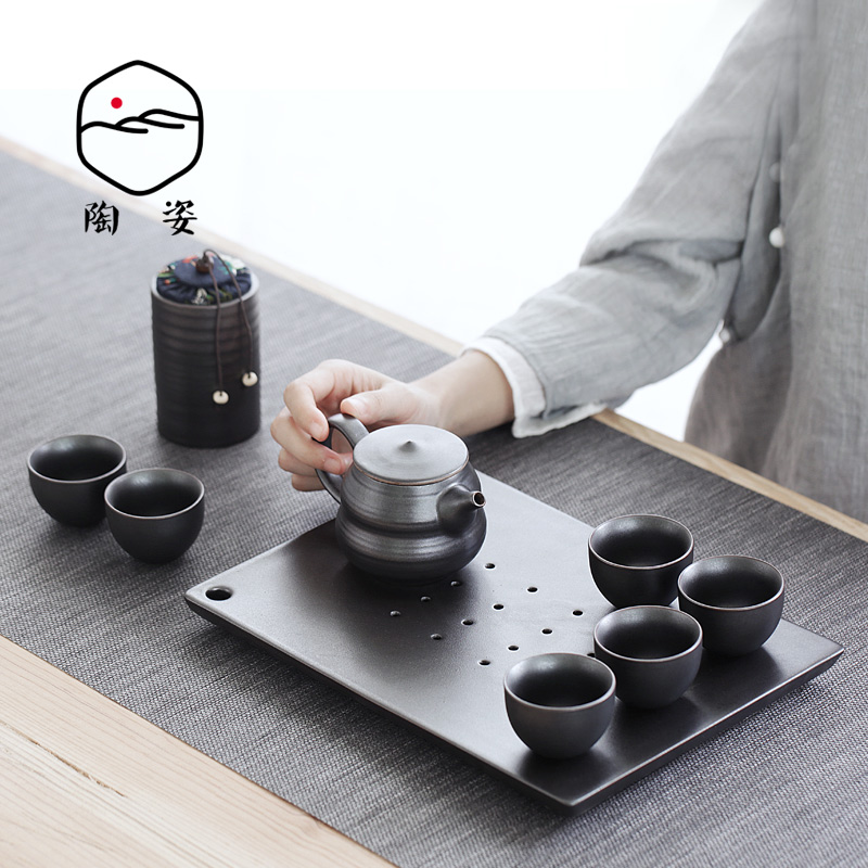 Japanese tea set rust glaze thick clay restoring ancient ways of black start kung fu tea set group contracted dry terms