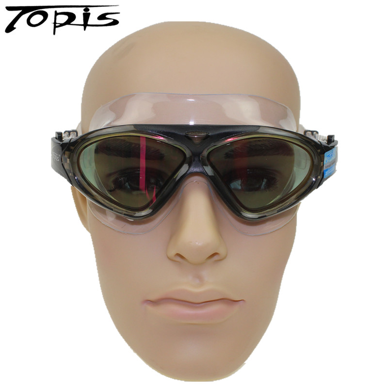 topis anti-fog large face hood swimming goggles reinforced coated flat light swimming goggles diving mirror tightness good without pressure eye