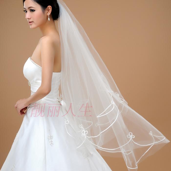 Korean style new 1 5 m bridal head yarn wedding dresses thick wire edge rice white head yarn