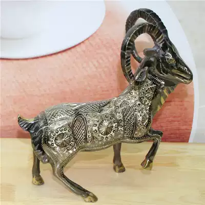 Imported Pakistani handicrafts Bronze bronze sculpture animal 14 inch Sanyang Kaitai lucky sheep BT480