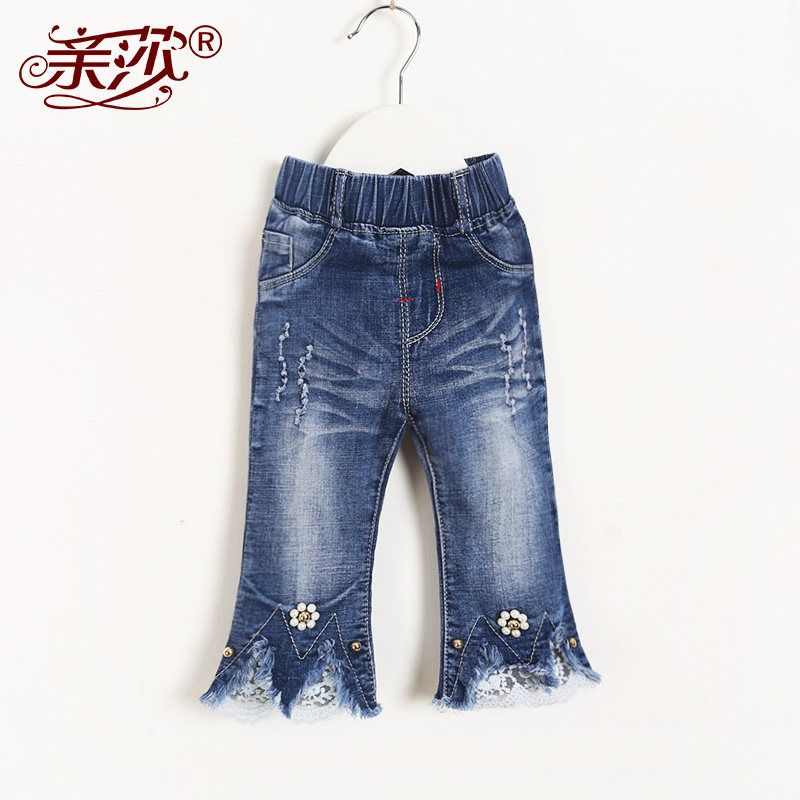 Summer new children's denim pants boys and girls baby casual pants female baby fashion Western style jeans thin section