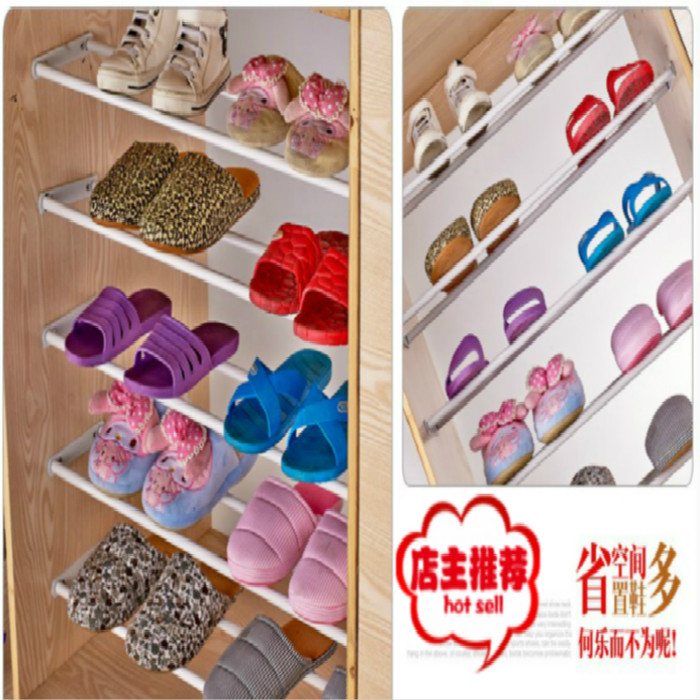 Modern Minimalist Composition Rack Cabinet Inside Telescopic Shoe Holder Simple Aluminum Alloy Shoe Cabinet Telescopic Shoes Rod Cloakroom Containing Layer Shelf