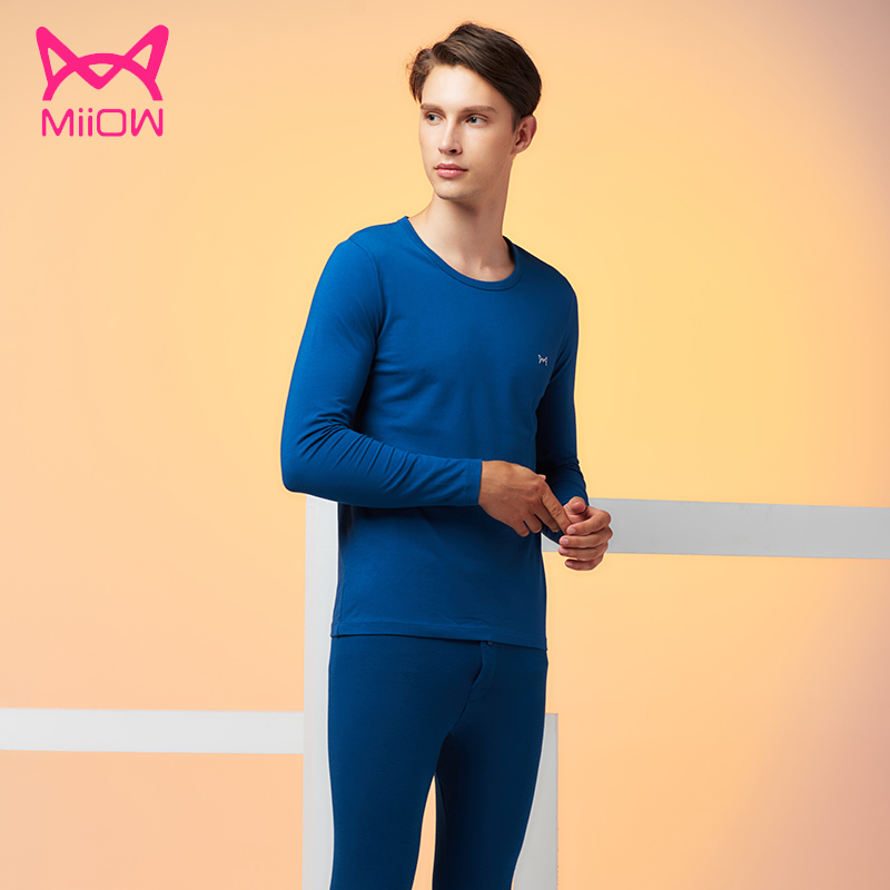 Catman bông lycra đồ lót womens mùa thu quần quần áo mùa thu womens đồ lót thiết lập đáy mỏng đơn lớp ấm đồ lót.