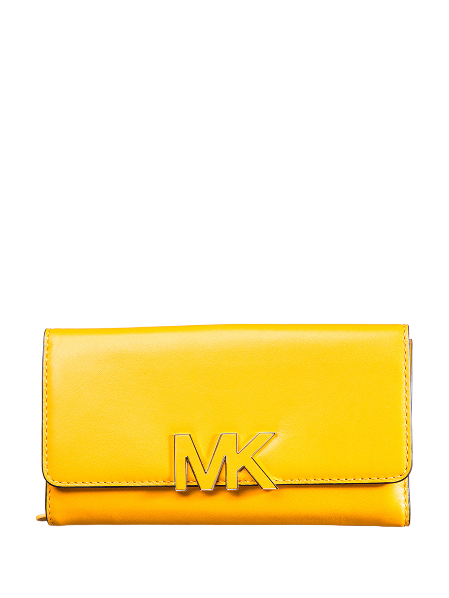 Michael Kors FLORENCE系列柠檬黄Logo字母装饰翻盖长款钱包