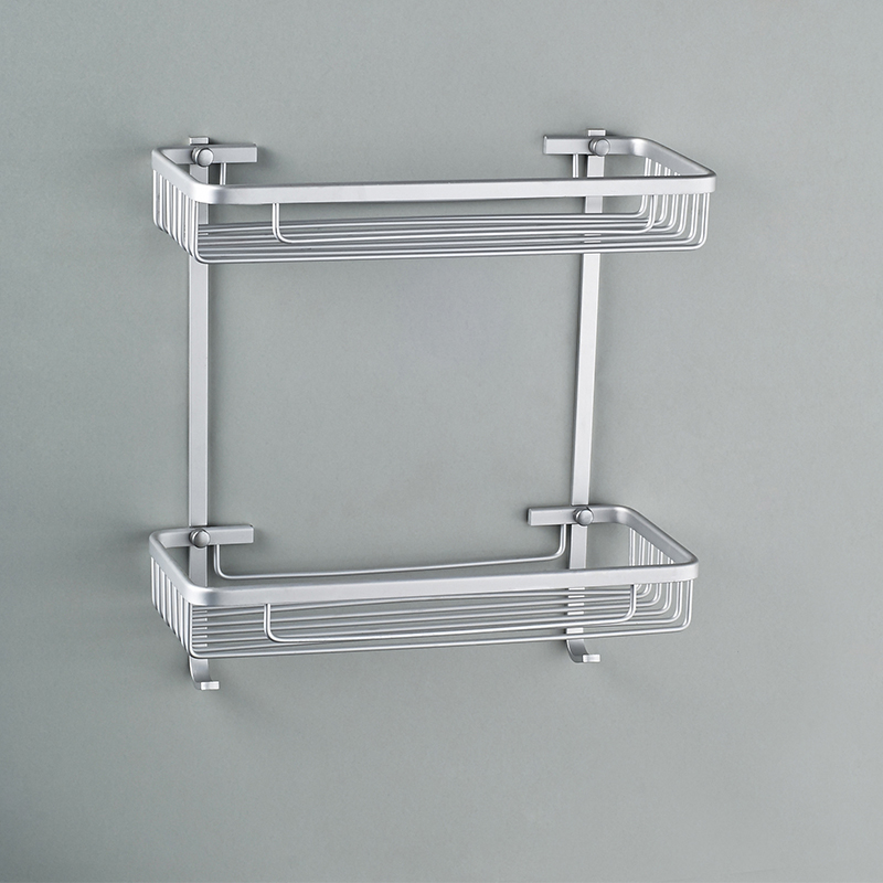 Space Aluminum Bathroom Double Layer Corner Basket