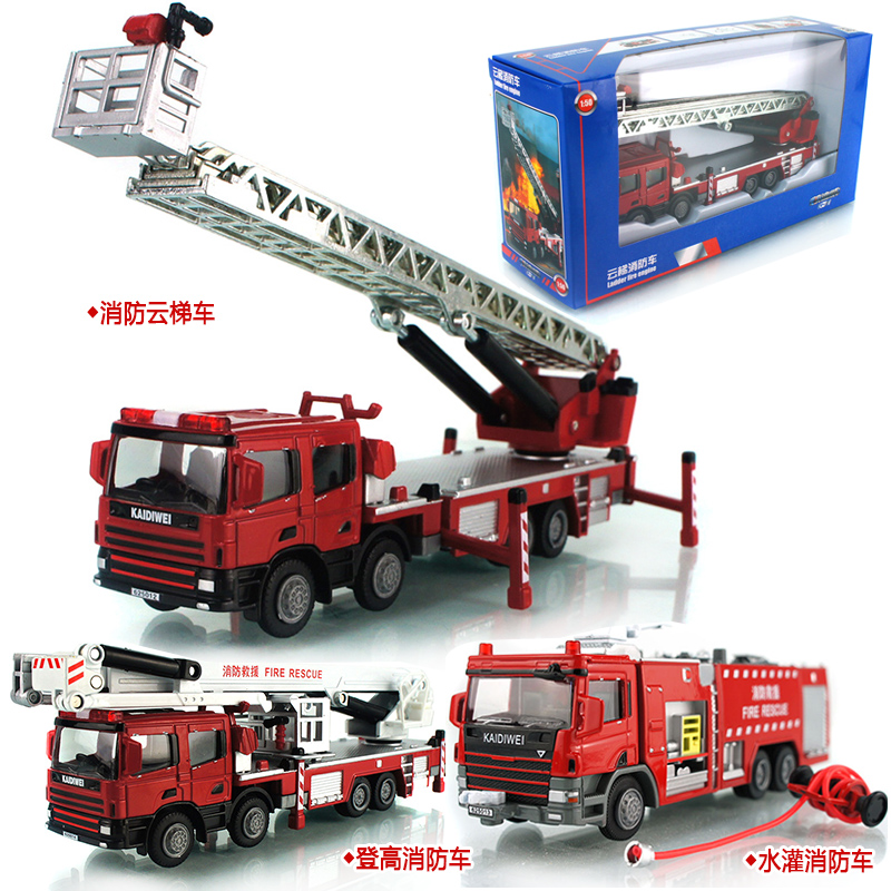 Kediwai Water Tanker Foam Car Rescue Fire Police Car Fire Rescue Train Alloy Body Model Toys