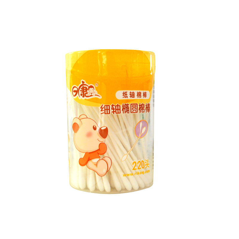 【满额包邮】日康 宝宝棉签婴儿专用棉棒220头细轴椭圆棉球RK3783