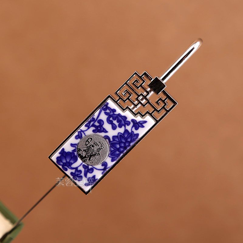 Treasure Hunt Chinese Characteristics Classic Metal Green Flower Porcelain Blue Bookmark for Old Foreign Meeting Creative Souvenir Confucius