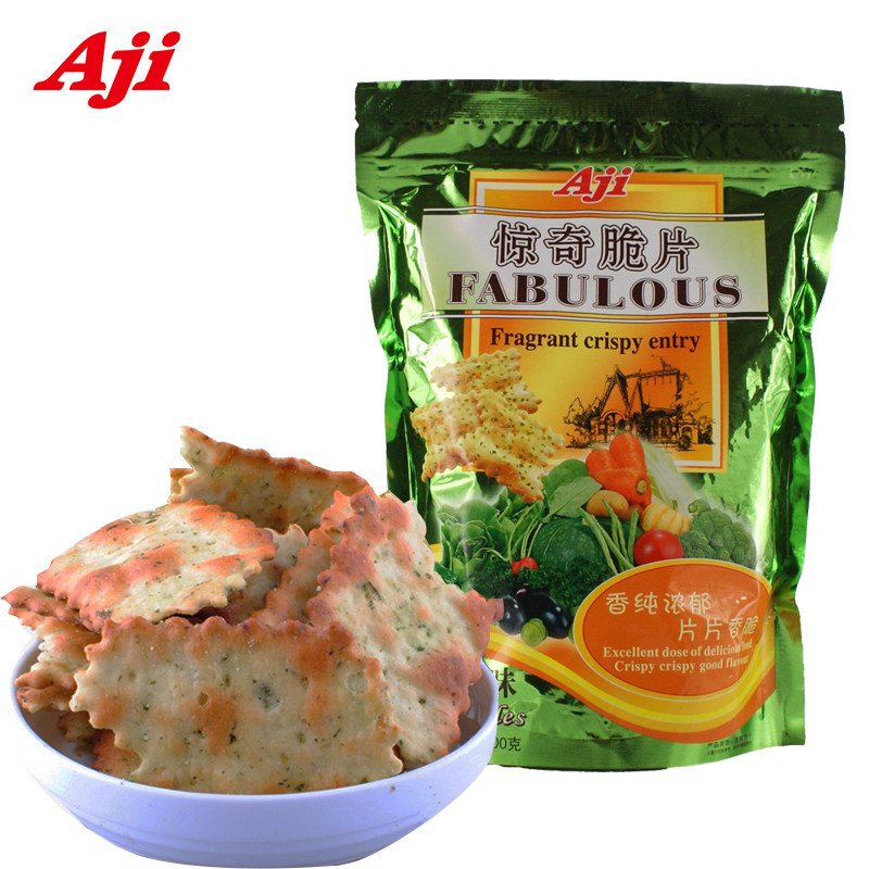 【天猫超市】AJI惊奇饼干惊奇脆片鲜绿蔬菜味200g克国产新包装$