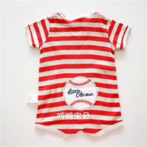 No-no-no-no-change summer new men and women baby pure cotton one-piece clothes infant all-cotton Harvest baseball newborns climbing clothes