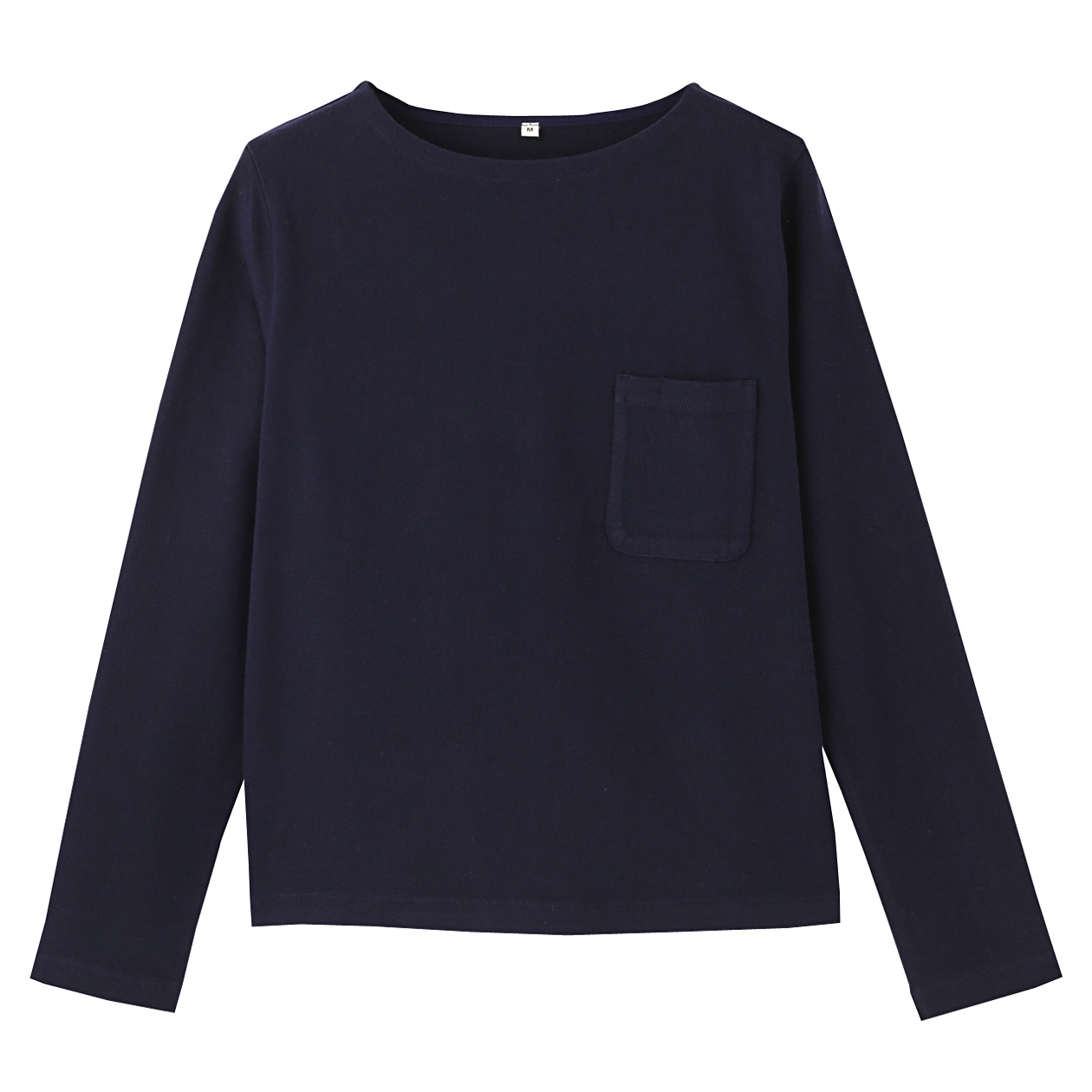 无印良品MUJI 女式 棉天竺一字领T恤