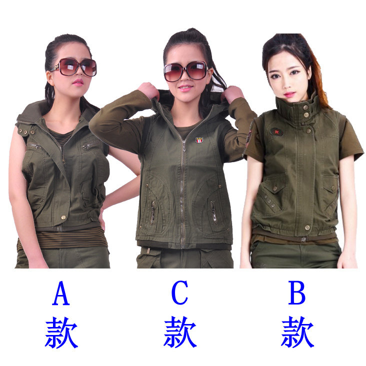 Camouflage clothing Female army fan clothing Army green tactical vest vest Camouflage horse clip spring and autumn jacket Sailor dance suit