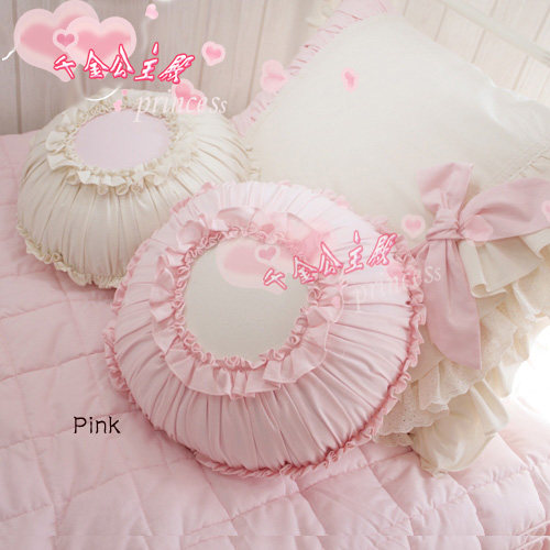 Korean pink green all cotton pure style* Princess crushed flower round pillow with core removable bed accessories