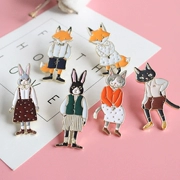 Tinh tế Harajuku Huy hiệu dễ thương Schoolbag Soft Girl Trâm Cartoon Anime Fox Rabbit Pin Ngực Phụ kiện khóa