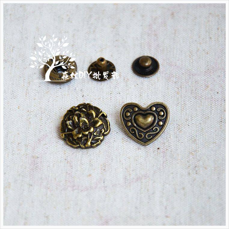 The peony and stereo heart of the national color of the sky - like pest - sized 633 type four - tip button 50 packages