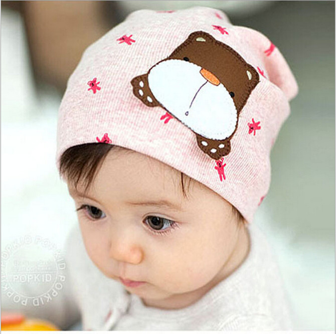 2020 New Spring and Autumn Han Edition of Boys and Females Pure Cotton Hat Children's Hat Cap Warm Bear Head