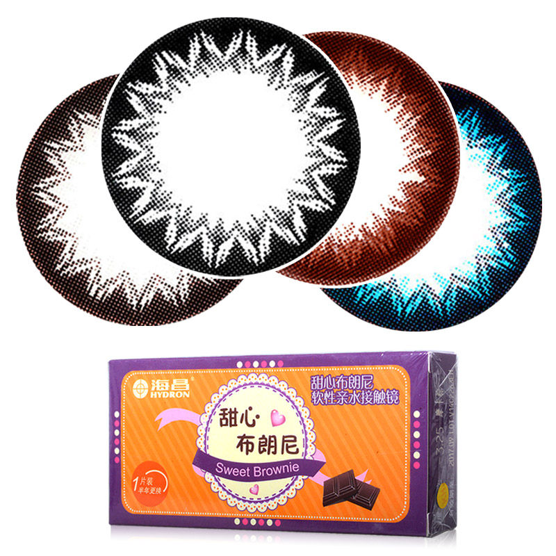 2送2】海昌美瞳半年抛大小直径混血隐形近视眼镜甜心布朗尼1片装