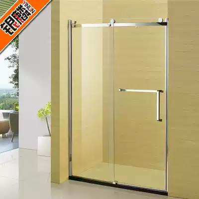 Yinlin custom high-grade simple design without lower rail stainless steel shower screen partition hanging wheel one word Bath screen dry and wet