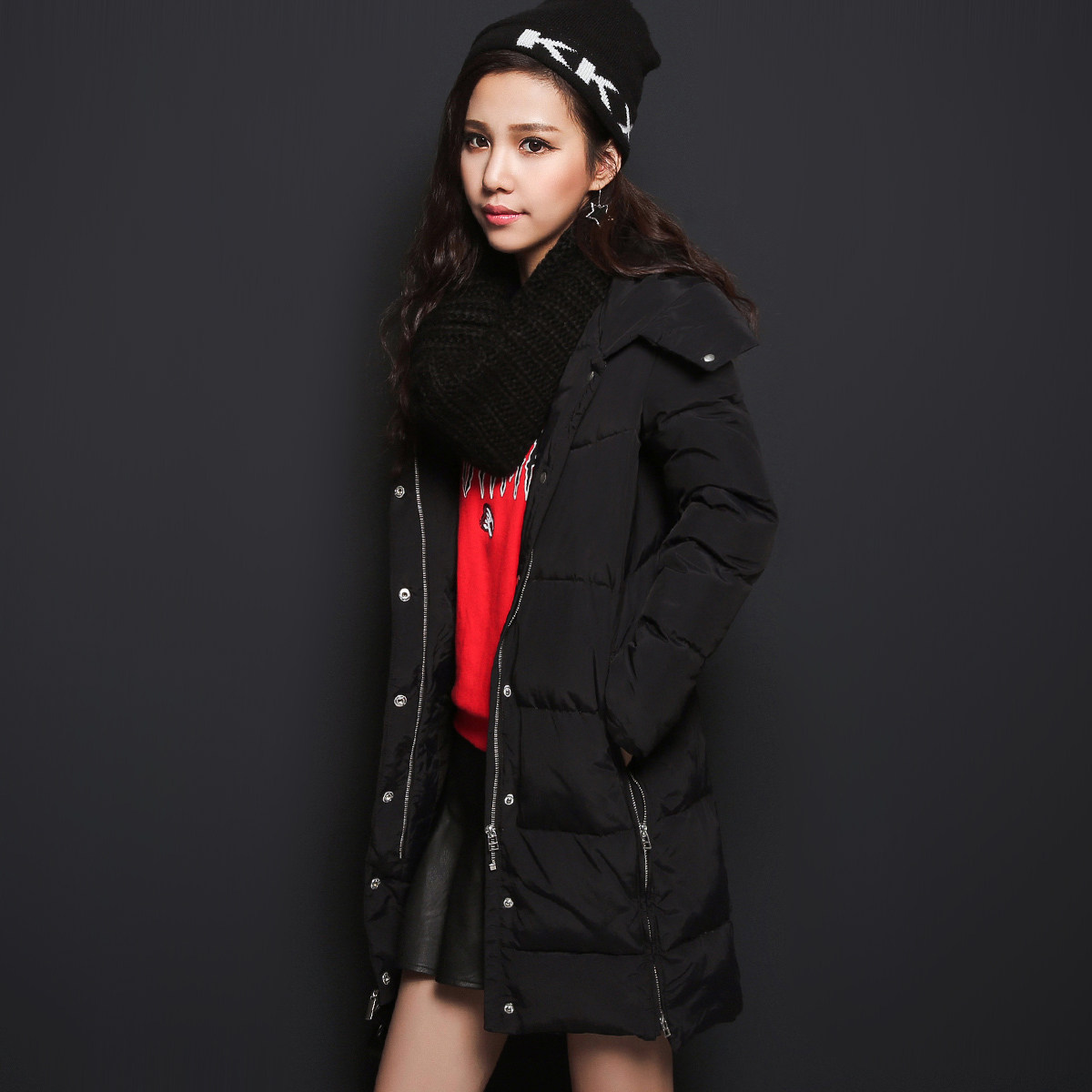 七格格冬装新款韩版双层内胆中长款白鹅绒潮时尚加厚羽绒服女士