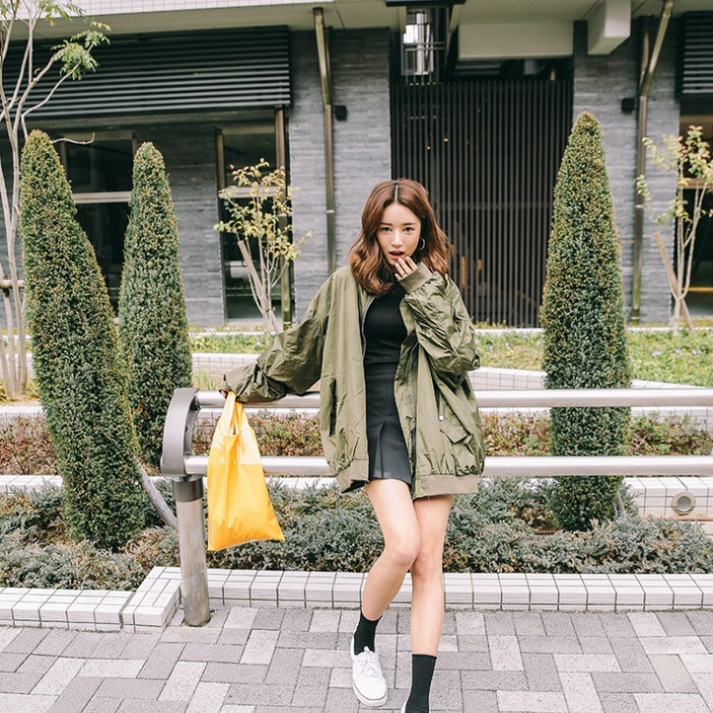 韩国stylenanda官方正品 夸张衣袖设计宽松飞行夹克