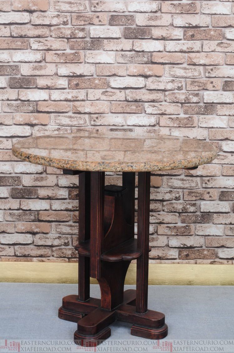 Old Shanghai Furniture Haip Teak Marble Round Table Modern Old Shanghai Furniture Republic Nostalgia