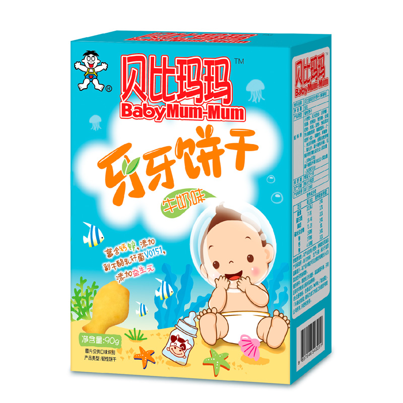贝比玛玛饼干 贝比玛玛牙牙饼干牛奶味90g 宝宝饼干磨牙辅食