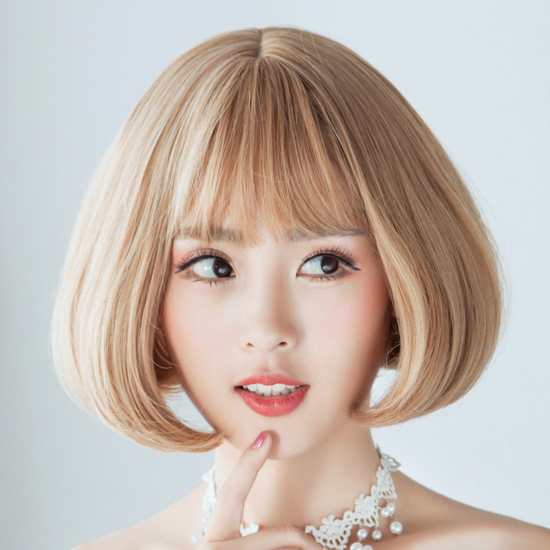 假发女生短发韩国空气齐刘海自然逼真bobo头梨花头短卷发修脸蓬松