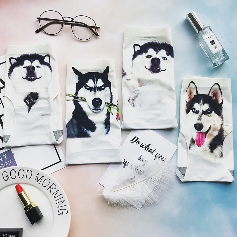 Two-haha-chic printed ice-silk-free underpants female sheet-style cute girl student breathable cotton crotch pants