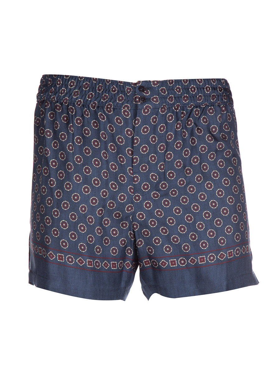 Dolce&Gabbana 深蓝色印花双扣式短裤