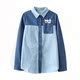 Khâu áo sơ mi denim dễ thương Phụ nữ tay dài buông thả văn học đại học áo gió sinh viên mùa xuân và mùa thu mới các kiểu áo sơ mi họa nữ đẹp Mùa xuân