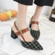 Giày cao cổ nữ chic chic 2018 mới xuân hè dày với mũi nhọn đế cao, giày cao gót hoang dã nữ Baotou
