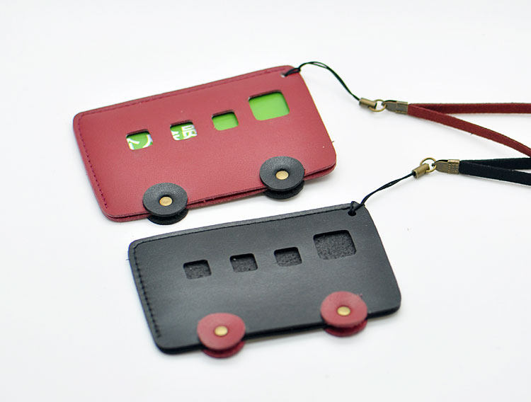 Skillet] Customized ultra slim leather Cartoon car upscale card bag bus card clip financial cutting card student card