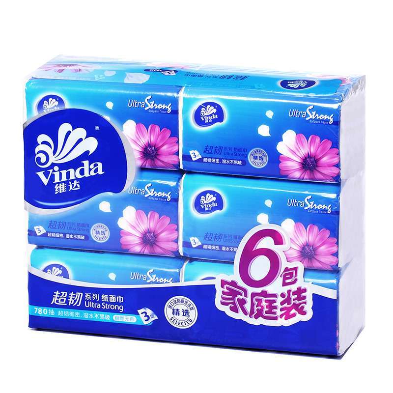 【苏宁易购】维达 抽纸 超韧3层130抽纸巾*6包（小规格）