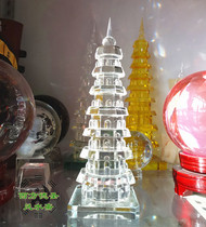 29 cm 7-layer white crystal Wenchang Tower ornaments home office accessories study desk desk furnishings