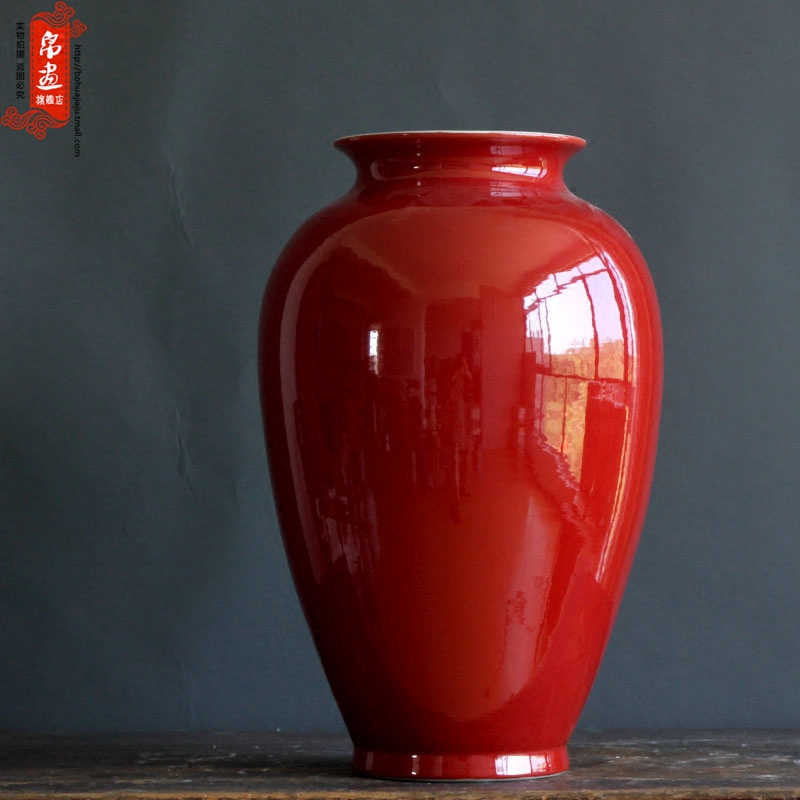 Chinese ceramics grain dry flower vase red flower arranging jar, furnishing articles furnishing articles jingdezhen porch is the key to the receive