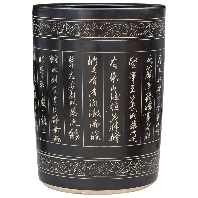 Jingdezhen ceramic quiver carved poems calligraphy and painting scroll painting and calligraphy cylinder receive product sitting room of Chinese style household furnishing articles