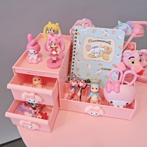 Girl heart cute cartoon Pink large capacity drawer cosmetics storage box multifunctional desktop storage drawer