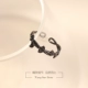 [South Lane] 925 sterling bạc đen nhánh bạch quả mở nhẫn nhẫn tinh tế nhẫn lá văn chương quà tặng nữ tươi Nhẫn