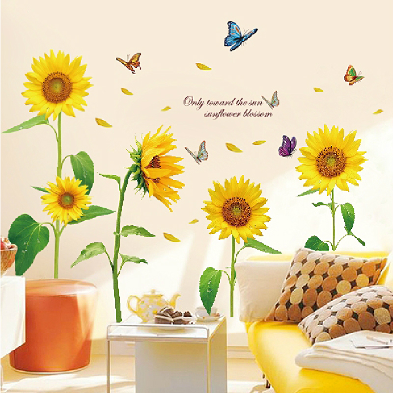 Sunflower Wall Sticter Bedroom Cozy Room Adornment Applid of flower Living room sofa TV Background wall removable