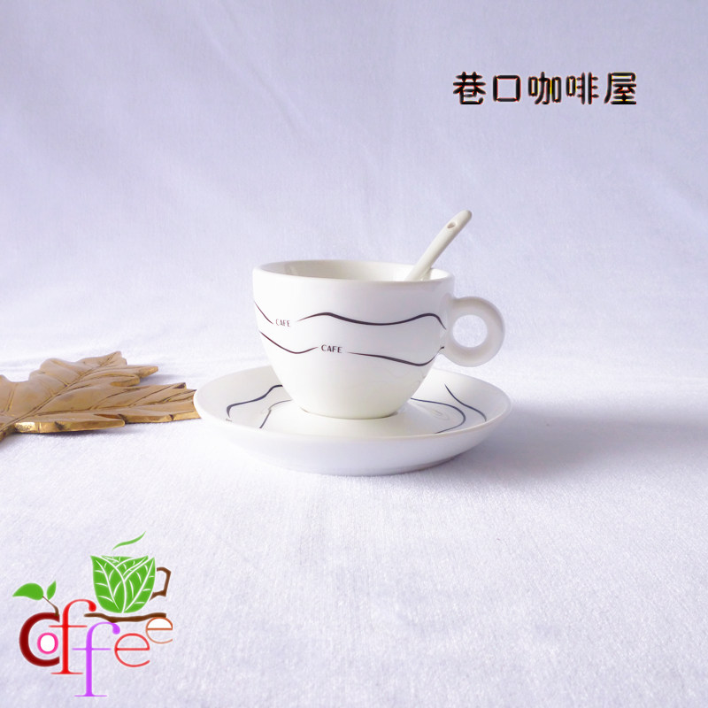 Delicate Capuccino Coffee Cup Creative Ceramic Coffee Cup Foreign Trade Tail Single Coffee Cup 180ML Disc Spoon Suit