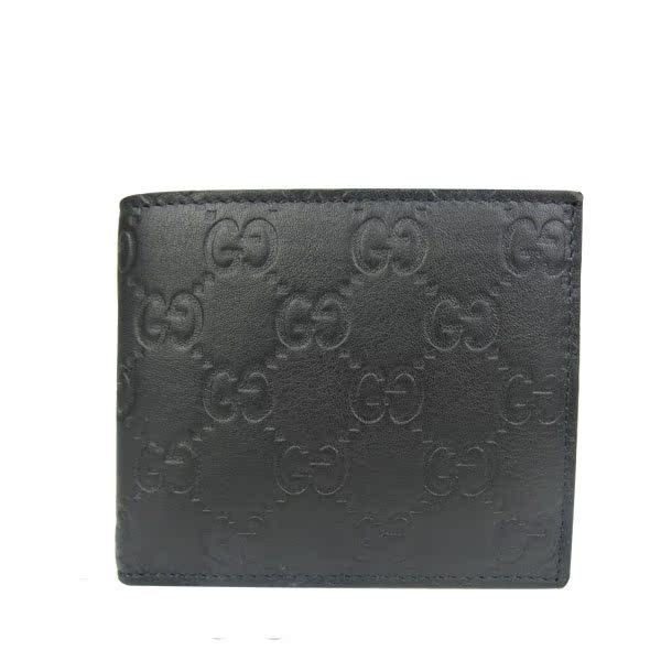GUCCI 全皮压纹对开八卡短夹 365466 黑色 全新商品