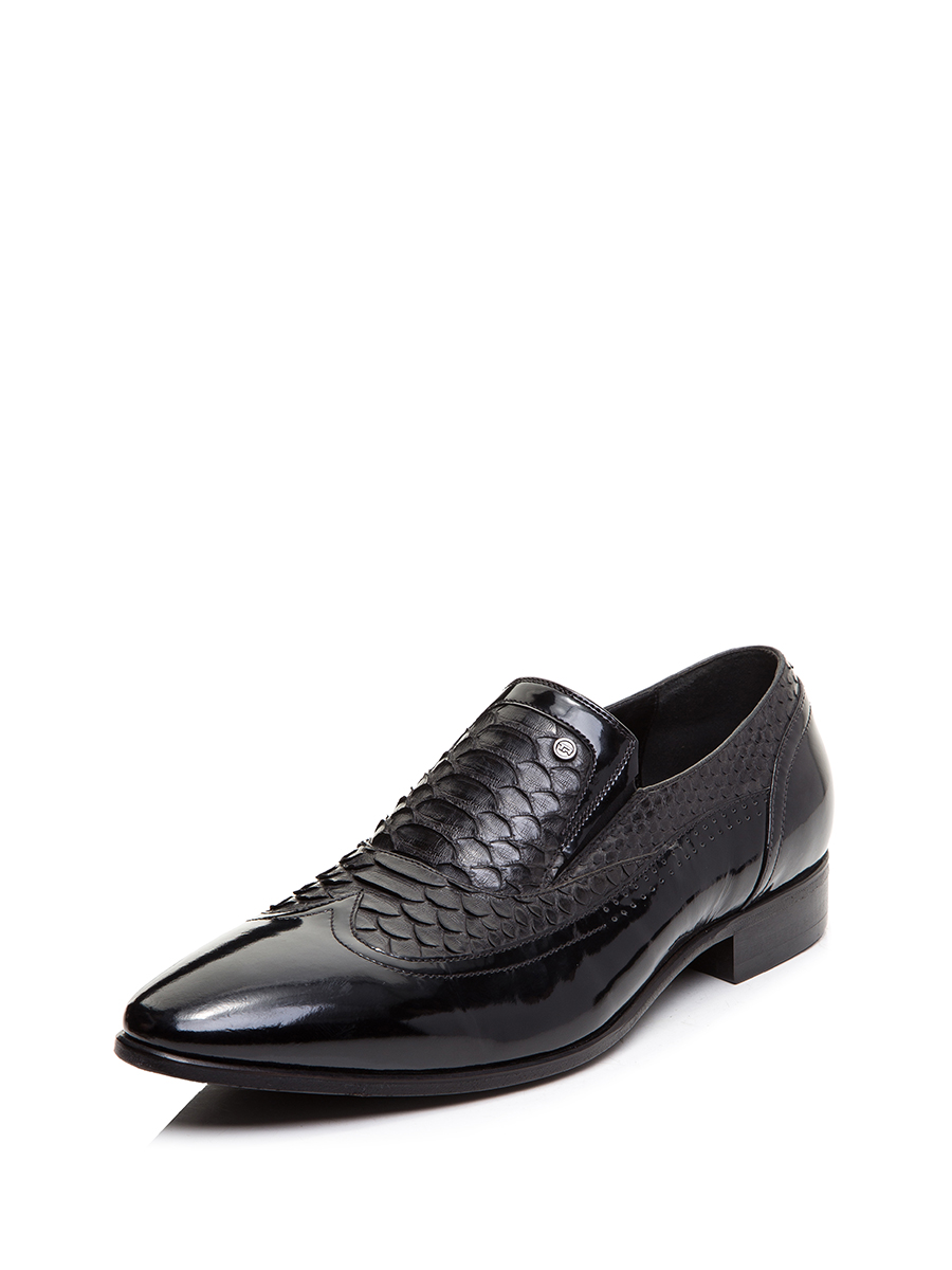 TRANOI 黑色鳄鱼纹鹰翼拼接休闲鞋