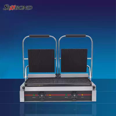 XH-813-A Upper and lower full pit double-sided electric grill stove texture double platen commercial sandwich machine Panini equipment