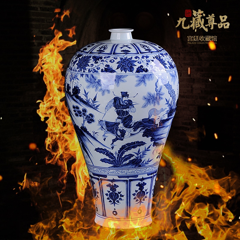 About Nine sect archaize yuan blue and white statute of the product of jingdezhen ceramics hand - made vases, Chinese style living room decoration handicraft furnishing articles