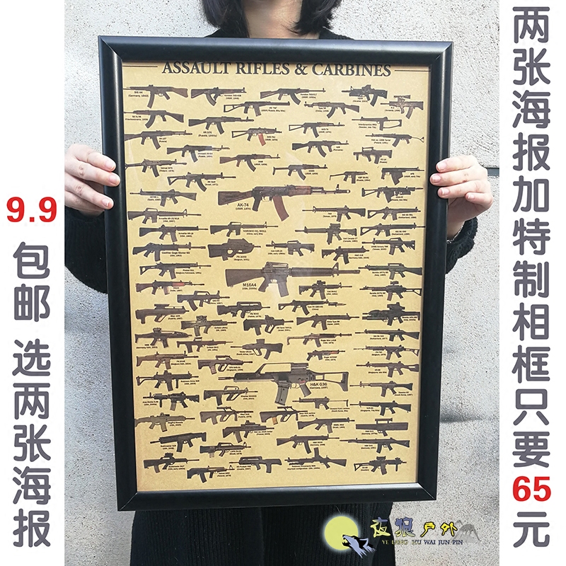 World Famous Gun Great Full Step Firearm Figure Forensic arms Weapon Instrumental Knowledge Poster Tactical Decoration Furnishing Kraft Paper