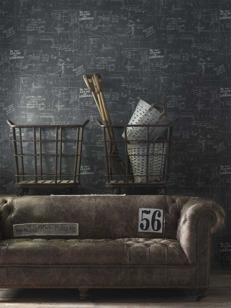 British imported wallpaper wallpaper blackboard English chalk word pattern classic nostalgic master design AMN