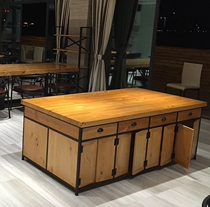 American retro solid wood cabinet side cabinet rack drawer iron storage rack pine cabinet loft filing cabinet