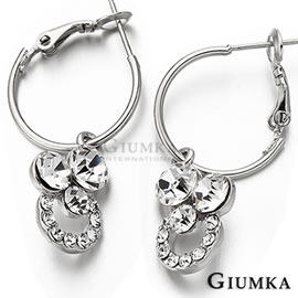 台湾官网直邮进口【GIUMKA】白K饰－圆圈蜜语耳针式耳环 镀正白K