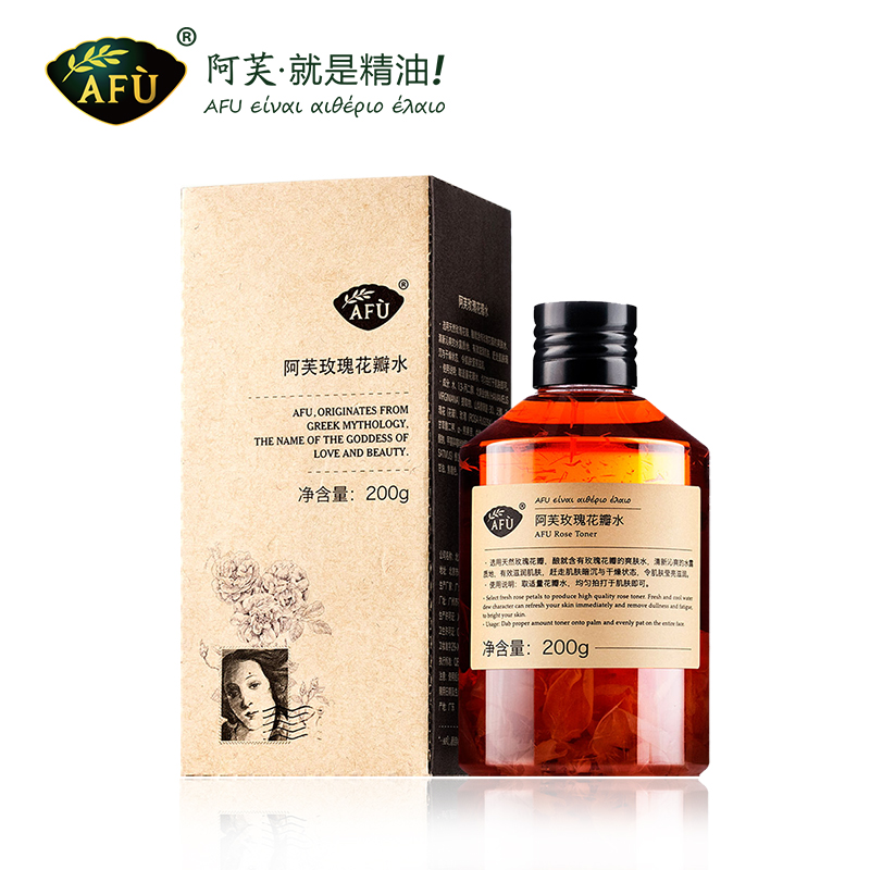 AFU阿芙玫瑰精油花瓣水200g正品 提亮肤色 面部补水保湿爽肤水女